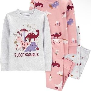 Carter's Gray and Pink Dinosaur Pajama Set